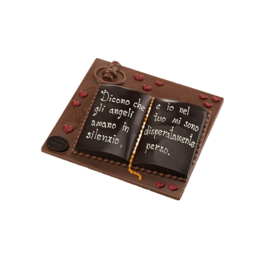Libro di cioccolato fondente con dedica personalizzabile. 250gr GD0043