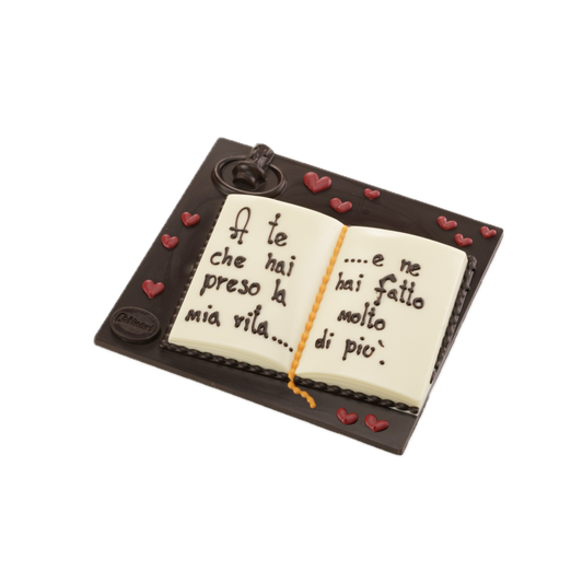 Libro di cioccolato bianco con dedica personalizzabile. 500gr GD0044