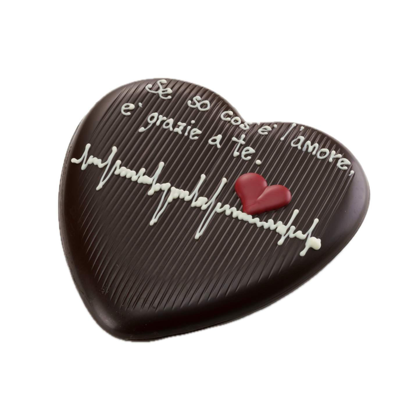 Cuore di cioccolato fondente, con dedica personalizzabile. 250gr GD0042