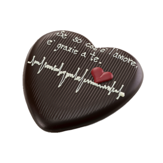 Cuore di cioccolato fondente, con dedica personalizzabile. 250gr GD0042