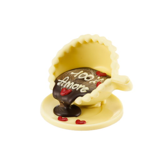 Tazzina al cioccolato bianco con dedica personalizzabile. 90gr GD0032