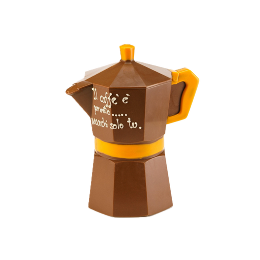 Caffettiera in cioccolato al LATTE con dedica. GD0028