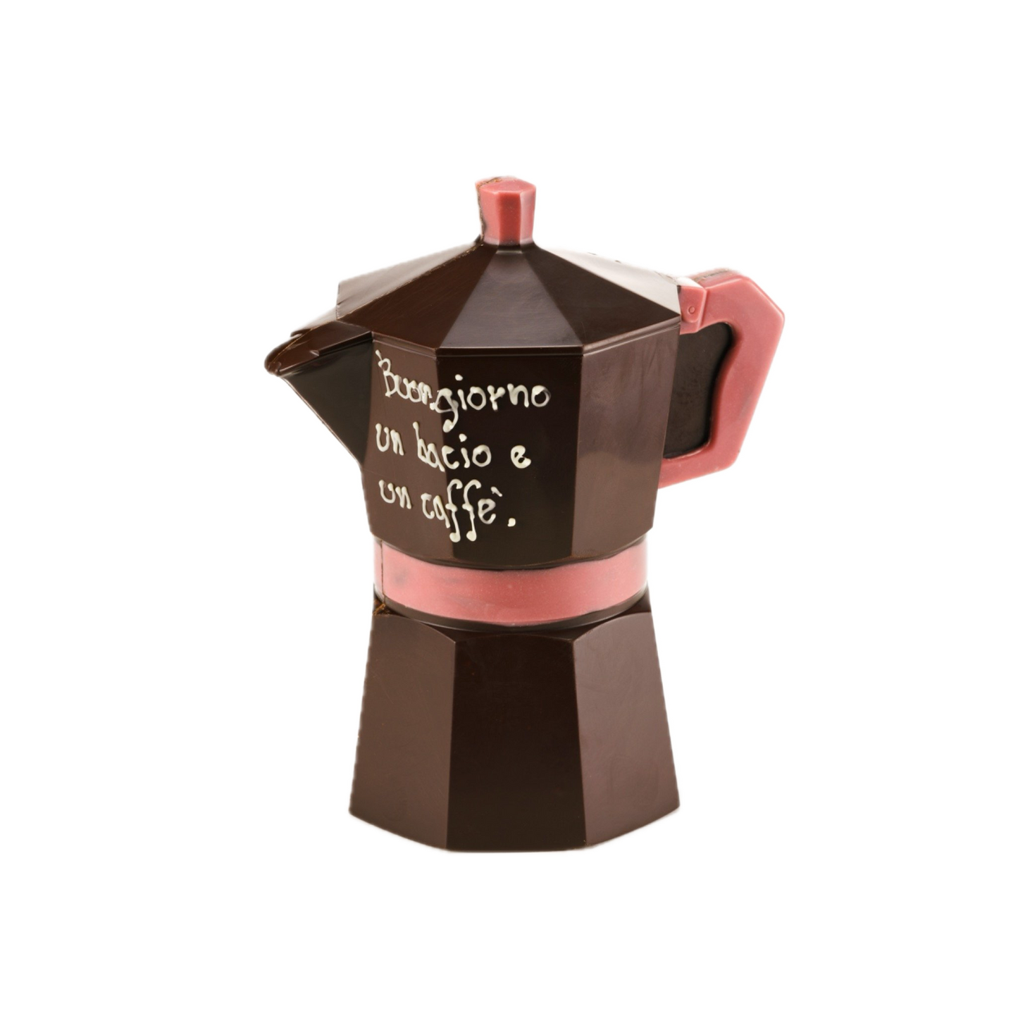 Caffettiera in cioccolato FONDENTE con dedica. GD0029